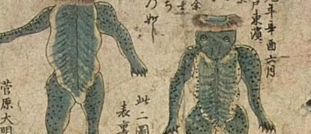 Imagen del yokai Kappa en textos antiguos japoneses