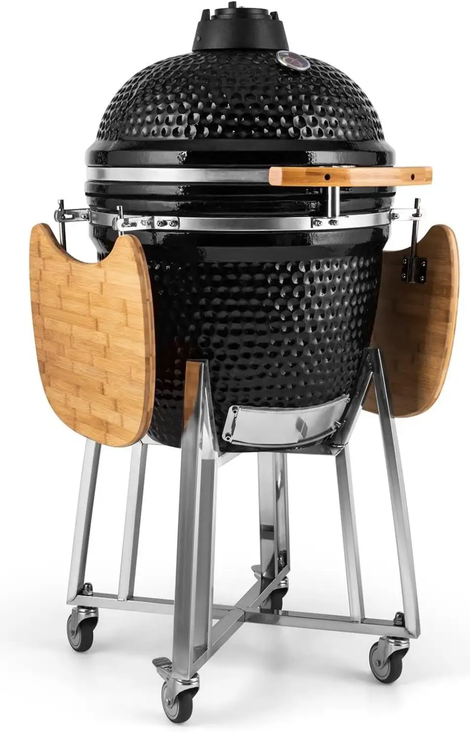 Klarstein Kingsize Kamado parrilla de cerámica utilizada para cocinar en una auténtica barbacoa japonesa.
