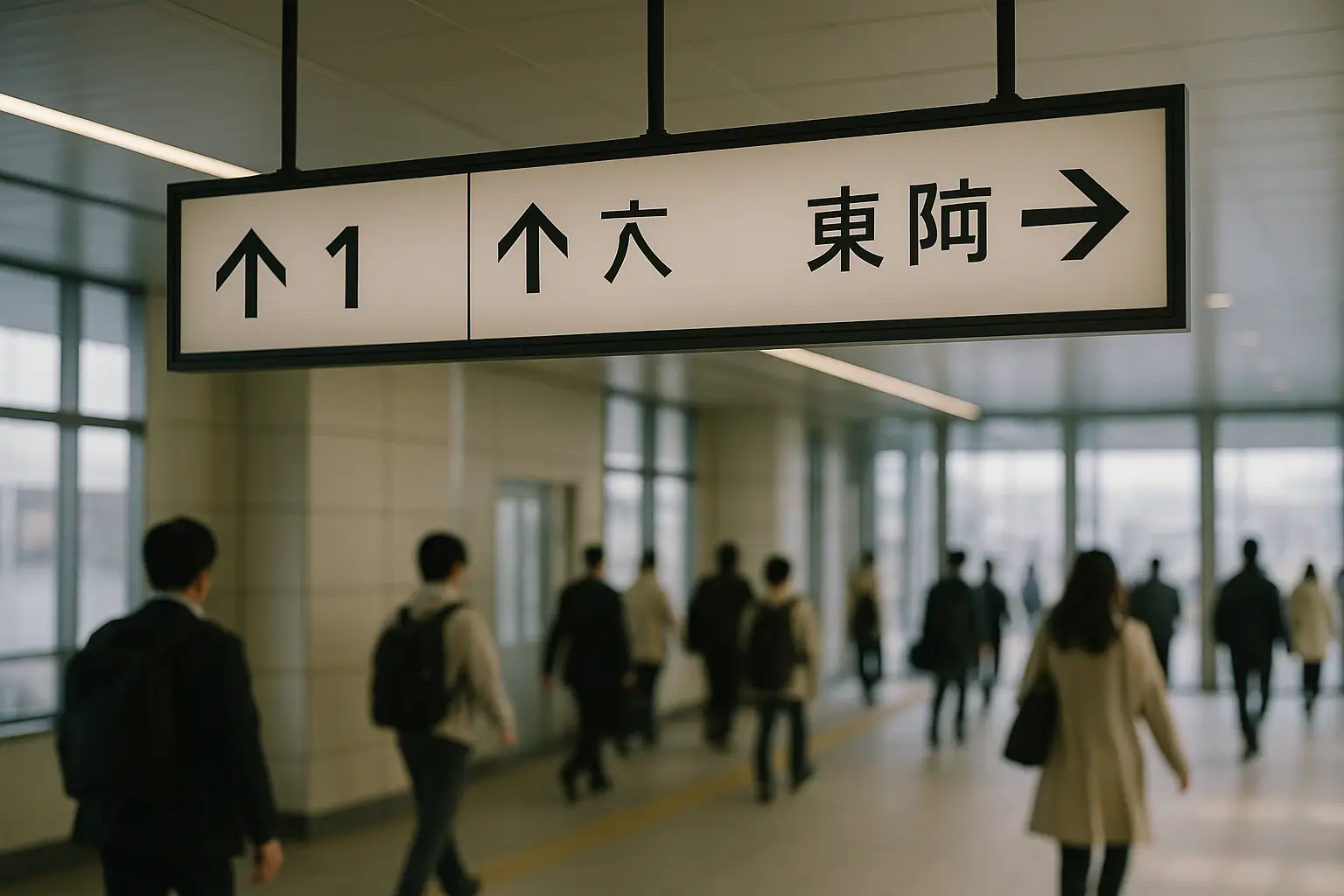 Señalética bilingüe en una estación de tren japonesa