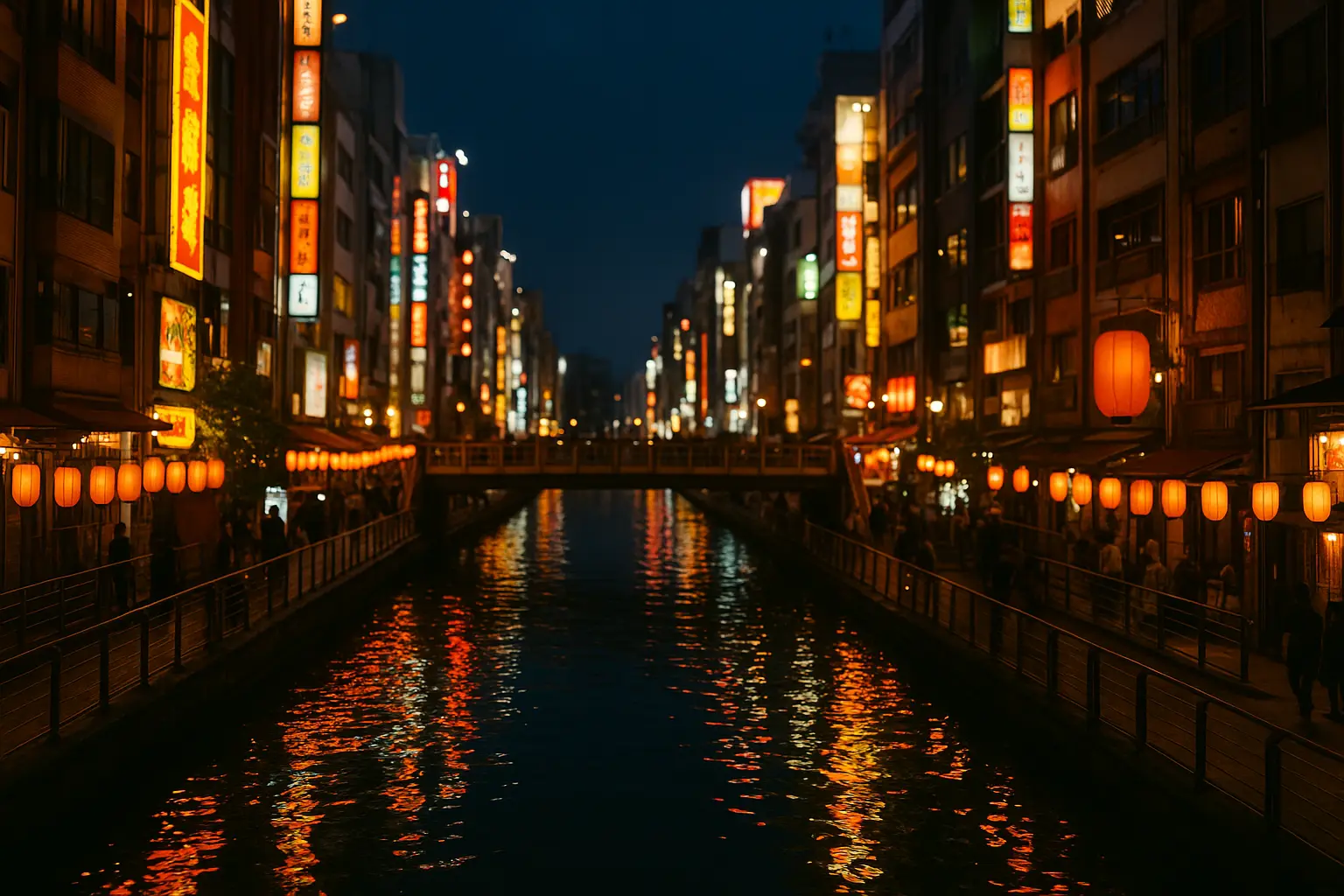 Canal de Dotonbori en Osaka de noche